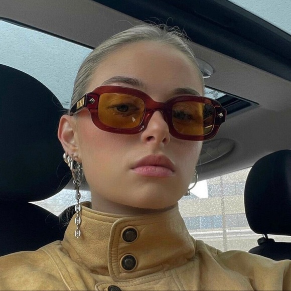 Poppy Lissiman Accessories - Poppy Lissiman Raphael Burgundy Red Sunglasses Yellow Tinted